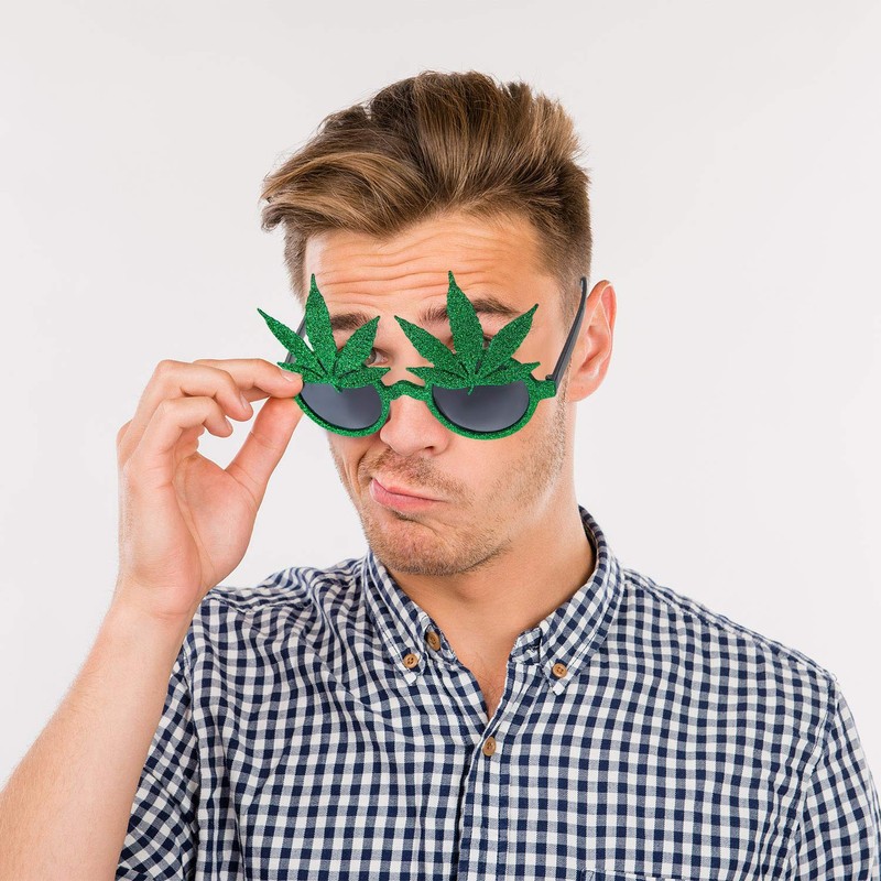 5 pares de gafas de marihuana con purpurina para disfraz