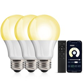 OUTON 3 Pack A19 LED Light Bulb with Remote Control, Efficient 9W LED Bulb (60Watt Equivalent), 810 LM, Dimmable, 3000K-6000K, E26 Base, LED Bulb with Timer for Living Room, Bedroom, 3 Bulb & 1 Remote