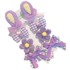 Baby Girl Flower Bow Hair Clip Easter Bunny Ear Hair Clip Hair Accessories 8 Pack TSFJ32 (Purple)
