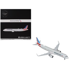 DCD Airbus A321neo Commercial Aircraft American Airlines (N413AN) Diecast Gray Striped Tail Gemini 200 Series 1/200 Diecast Toys
