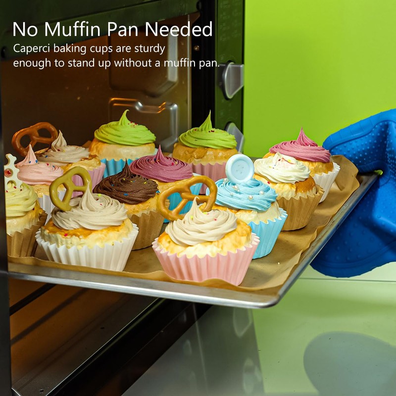 Caperci Grease-Resistant Standard Blue Cupcake Liners 150 Counts - Heavy