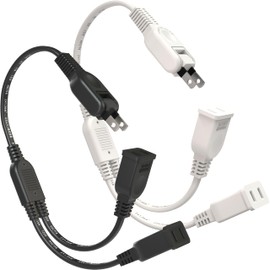 FUMITAKE Power Strip Short, 15.7 inches (40 cm), White, Extension Cord, 2 Outlets, Power Extension Cord for AC Adapters, 125 V, 15A, 1500W, 181 Degree Swing, Bifurcated Outlet, Clean Wiring, Insulated