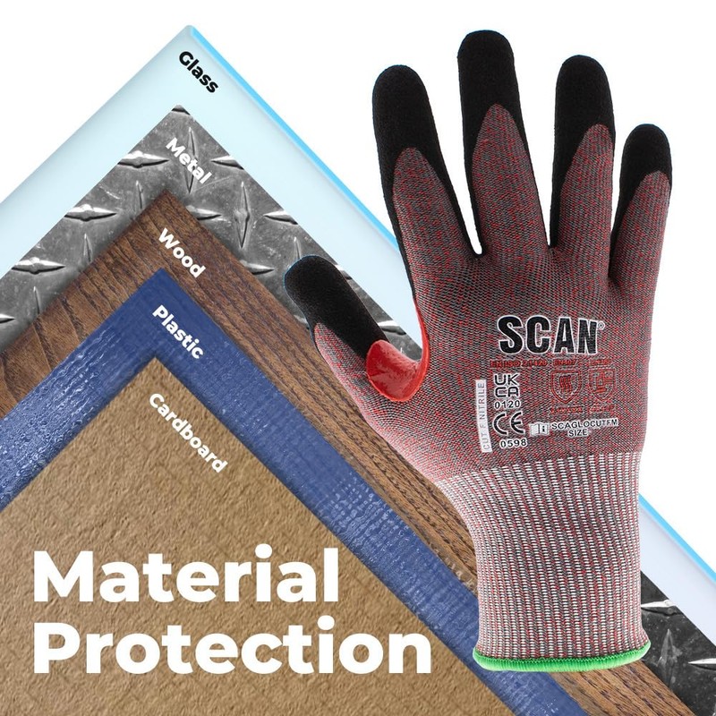 Scan Cut Resistant Level F Gloves, Nitrile Palm, Enhanced Grip,