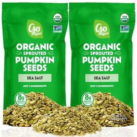 Go_Raws Sprouted Organic Pumpkin Seeds with Sea Salt (Pack of 2, 22 oz Each) – 44 oz Total – Plant-Based Protein, Vegan, Gluten-Free, Non-GMO Snack