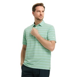 M MAELREG Golf Dry Fit Polo Shirts for Men Casual Collared Moisture Wicking Stylish Striped Golf Shirts for Men