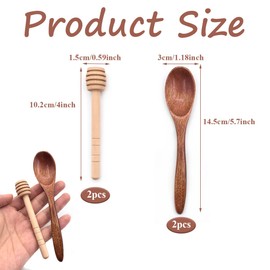 4 Piece Honey Spoon Set Honey Dippers Honey Spoon Wooden Suitable for Stirring Honey Tea Coffee and Jam