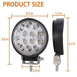 Led Round Light Bar 2PCS 4.3" 42w 14000LM Spot Light Pod Off Road Fog Driving Roof Bar Bumper for Truck Equipment Vehicle Pickup UTV ATV Golf Cart