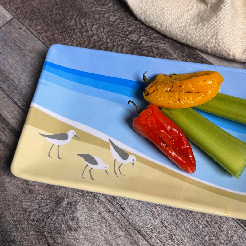 Sandpipers by Kate Nelligan 8-1/2" x 5-1/2" Melamine Snack Tray,