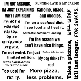 InkMoment 12x12 Sheet of Funny Bumper Sticker Style Quote Temporary Tattoos – Easy-to-Apply, Long-Lasting Fake Tattoo Decals for Parties, Gifts, and Pranks – Bold, Unique Designs for All Ages