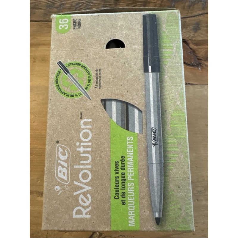 BIC Ecolutions Fine Permanent Markers, Recycled Plastic, Black, 36-Count Pack