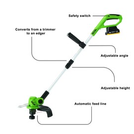 PATIOX String Trimmer Cordless Weed Wacker with 2.5AH Battery (2.5AH Battery), Green