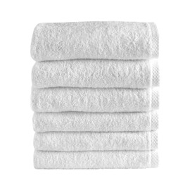 Classic Turkish Towels - 6 Piece Luxury White Hand Towels for Bathroom - 100% Turkish Cotton, Quick Dry, Soft and Super Absorbent Towels