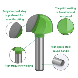 BIGP 5 Pieces 8 mm Shank Round Nose Cove Core Box Milling Cutter Carbide Router Cutter Hollow Groove Cutter Ball Cutter Woodworking Cutter (Diameter 16/18/22/25/32 mm)