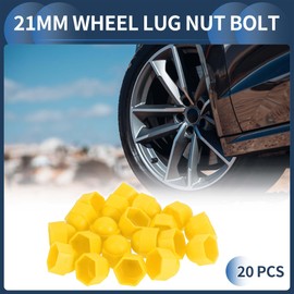 INFINAUTO Wheel Lug Nut Bolt Exterior 21mm Rims Tire Nut Screws Dust Cap Cover Nut Protector Plastic Yellow