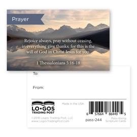 Pass It On Scripture Cards, Prayer, 1 Thessalonians 5:16-18, Pack of 25 Inspirational Bible Verse Wallet Cards for Devotional, Bible Study, & Memorization, Small Christian Greetings for Encouragement
