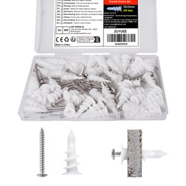 ZUYUEE 100 Pcs Self-Drilling Drywall Anchor Kit with #8 x 1-1/4" Stainless Steel Screws, Corrosion Resistant | for Drywall
