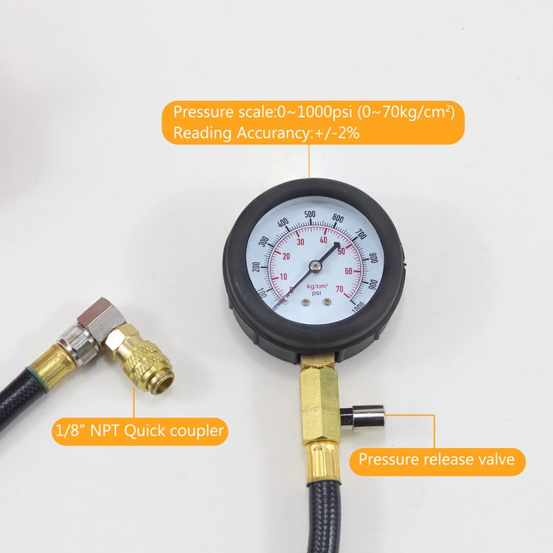 Diesel Engine Compression Tester Automotive Fuel Pressure Tester Kit, Engine