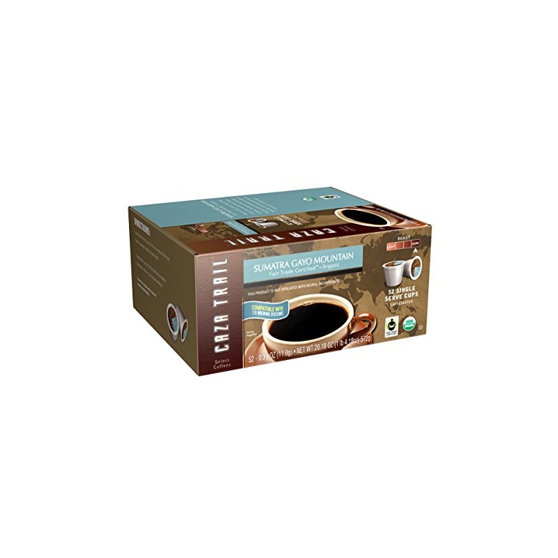 Caza Trail Coffee Organic Sumatra Gayo Mountain, 52 Single Serve