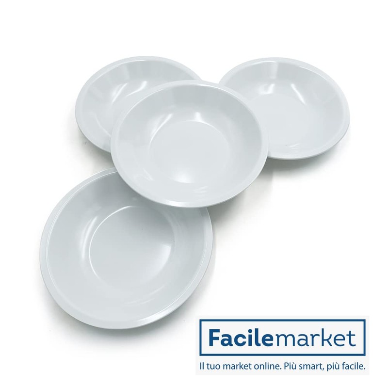 Pure Melamine Soup Bowls, Diameter 23 cm, Made in Italy,