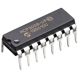 Juried Engineering Microchip MCP3008-I/P MCP3008 8-Channel 10-Bit A/D Converters SPI Breadboard-Friendly IC (Pack of 4)