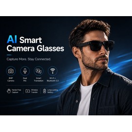 AI Smart Glasses for Hands-Free Photo & Video – 8MP Camera, Translation, Bluetooth Calling & WiFi for Travel