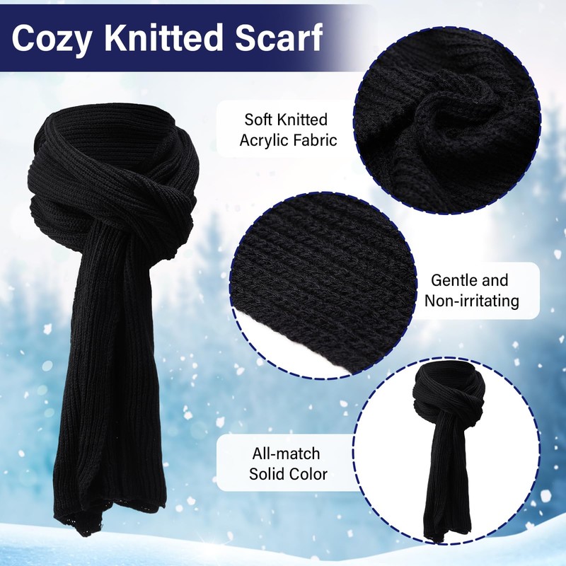 Jeere 8 Pcs Winter Warm Set for Men Black Knitted