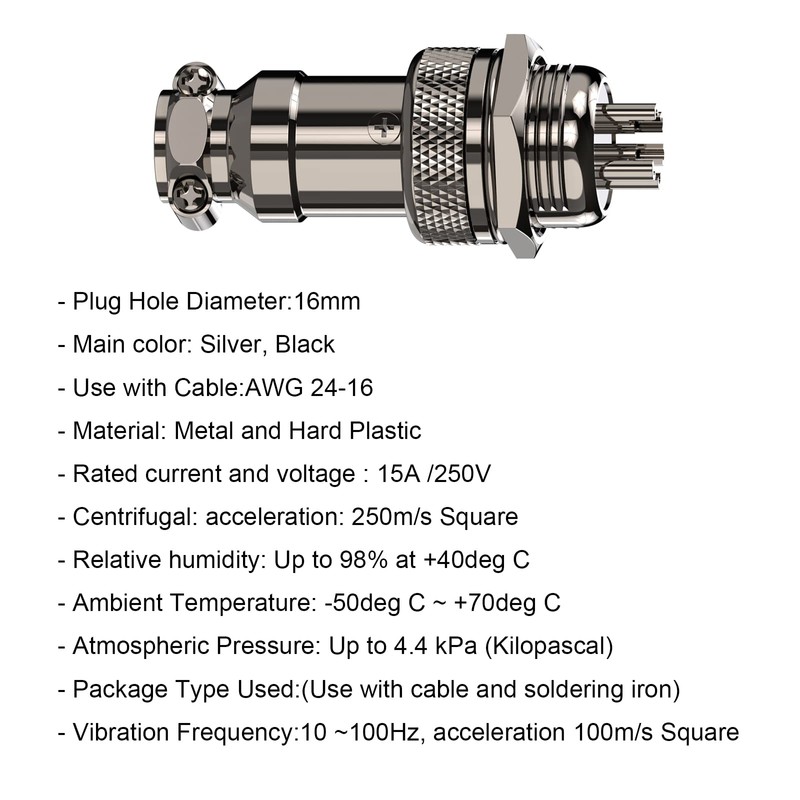 Clyxgs Aviation Plug 5 pines 16mm Metal macho hembra conector