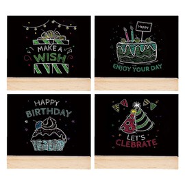 Pack of 4 Rectangular Mini Boards, Mini Message Board, Blackboard Price Tag, Party Mini Blackboard, Mini Blackboard Set, Chalkboard for Labelling, Suitable for Dining Room, Kitchen, Living Room,