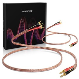 UCINNOVATE 2 Pack 2m HiFi Speaker Wire Cable with Gold-Plated U Fork Spade Plug to Banana Plugs, Speaker Jumper Cable Terminal for Audio Amplifier
