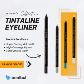 Bissú Tintaline Eyeliner - 25 Vivid Colors, High-Coverage, Long-Lasting & Smudge-Proof (Metallic Turquoise)