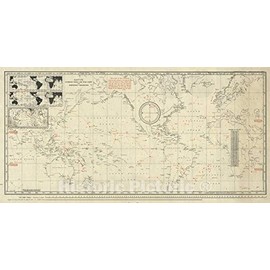 Historic Map - Wall Map, Gatty's Combined World and Star Chart for Emergency Navigation 1943 - Vintage Wall Art - 24in x 12in
