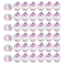 WEWAYSMILE 60 PCS Colorful Floral Lampwork Beads 10mm Gold Sand Faceted Glass Round Loose Beads for DIY Bracelet Necklace Earring Jewelry Making Supplies (White)