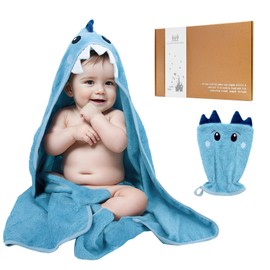 Baby Bath Towel with Hood Hooded Towels with Wash Cloth Children Boys Girls 90 x 90 cm