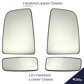 Spieg Side Mirror Upper and Lower Glass Replacement Set for Dodge Freightliner Mercedes Sprinter 2008-2018 | Pair Side View Mirror Glass Compatible with OE 0028111233 0028111133 A0028111933 68010093AA