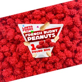 French Burnt Peanuts Candy | 1 Pound Bag | Crunchy Coated Peanuts | Old Fashioned Treat for Snacking and Gifting | Red Candy with Roasted Peanut Center