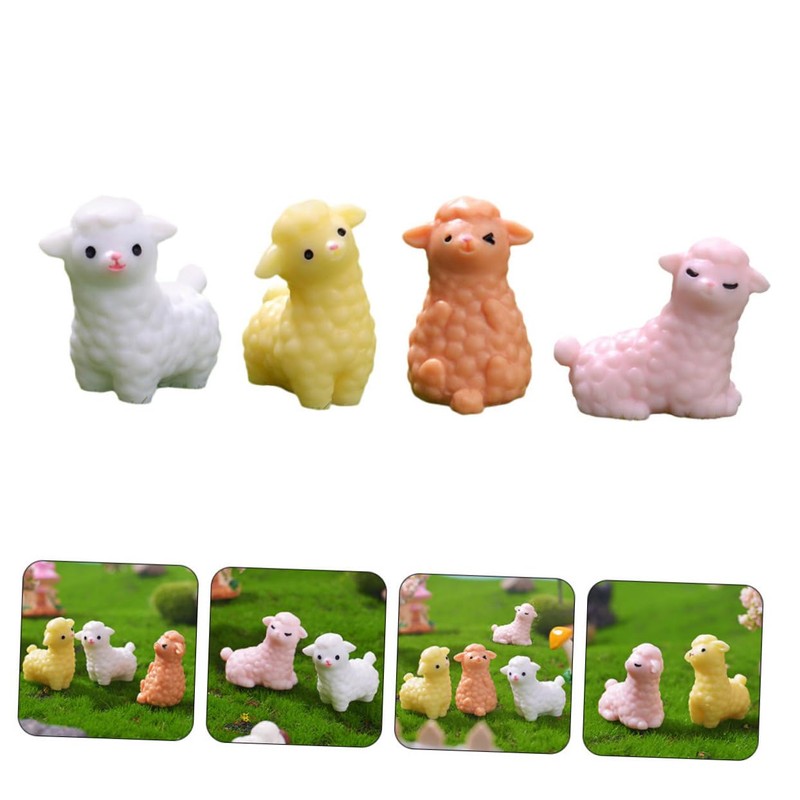 BESPORTBLE 2sets Resin Mini Alpaca Figurines Miniature Resin Animals Garden