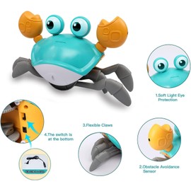 Bubble Buddy Crawling Crab Baby Toy - Infant Tummy Time Toys 3 4 5 6 7 8 9 10 11 12 Babies Boy 3-6 6-12 Learning Crawl 9-12 12-18 Walking Toddler 36 Months Old Music Development 1st Birthday Gifts
