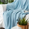 100% Cotton Light Blue Cable Knit Throw Blanket with Bonus