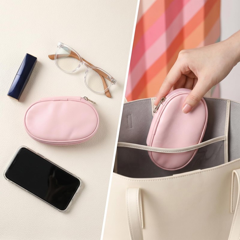 RAHHLIZS 10 Pcs Mini Travel Makeup Brushes with Pouch, Pink