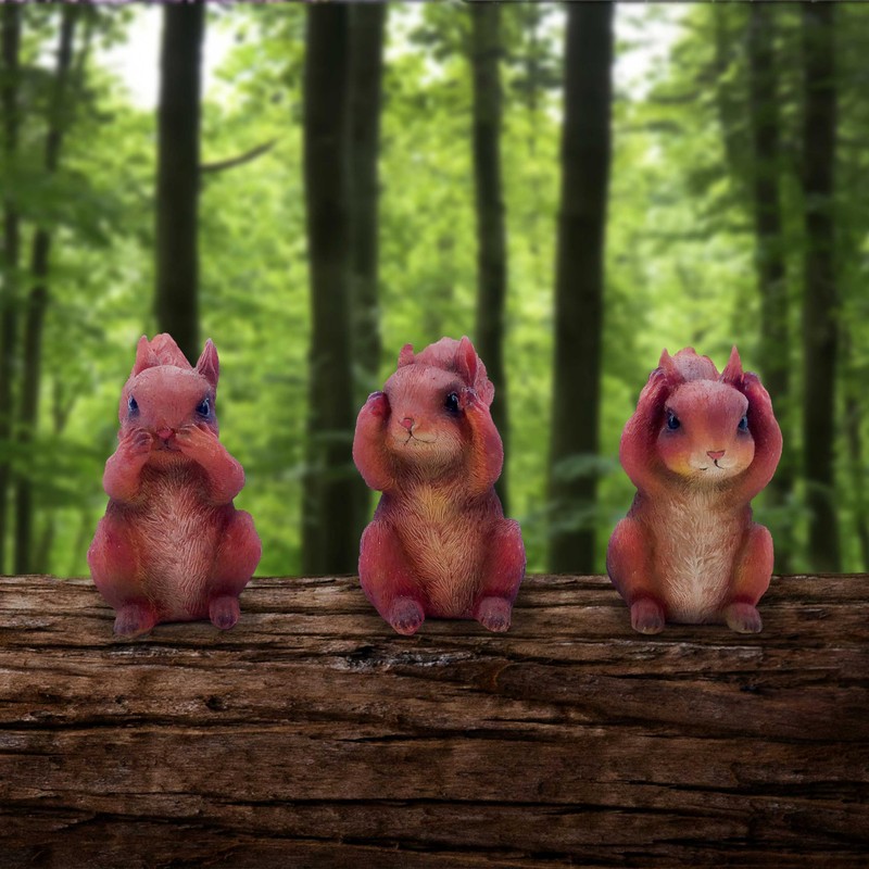Nemesis Now Three Wise Squirrels 9cm, Resin, Red, Three Wise