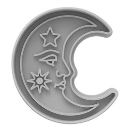 Mighty Gadget Celestial Moon Cookie Cutter & Stamp - 4x2.4" Magical Design for Lunar Themed Baking (Random Color)