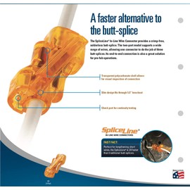 20PK Spliceline Orange in-Line Push-in Butt Splices