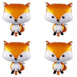 Finypa 4 x 63cm Mylar Fox Balloons Baby Shower Kids Boys Forest Theme Party Decoration