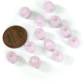 PRECIOSA Czech Glass LARGE HOLE Faceted FP Beads 8mm (Pink Alabaster Opaque 12 pcs J438