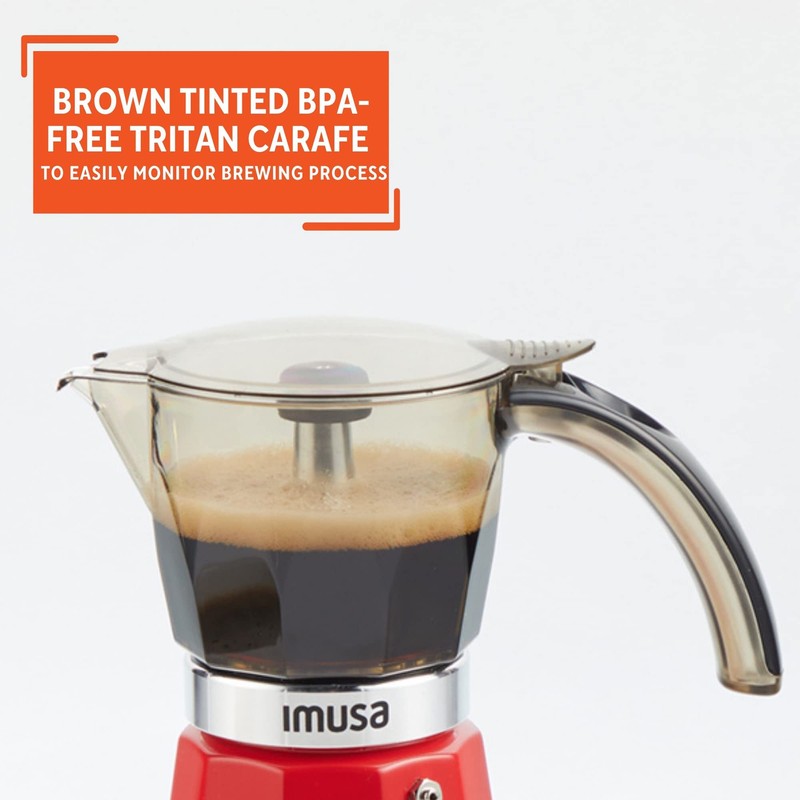 Imusa 6 or 3cup Electric Espresso Maker, Red