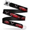 Buckle-Down Seatbelt Belt - C7 Logo/Red C7 Side/Front/Rear Views Black