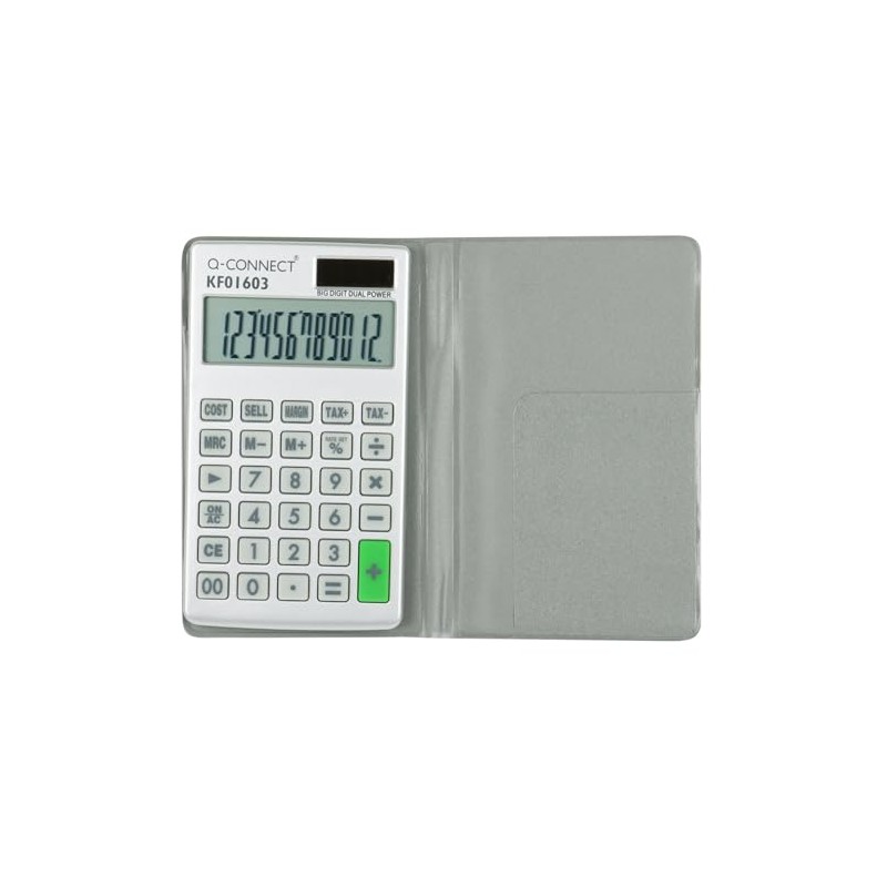 Q-Connect Silver Large 12-Digit Pocket Calculator KF01603