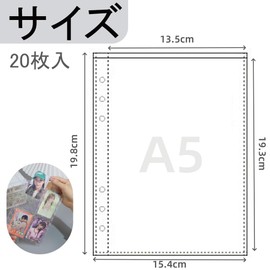 Seal Mount, A5, 6 Holes, 20 Sheets, Heart Pattern, Refill, Transparent, Card Storage, Photo Card Sleeve, Storage, Photo Idol, Display, Promotional Goods, Storage, Dustproof, Waterproof, Durable