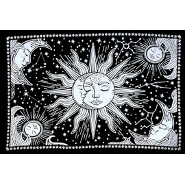 ICC Sun and Moon Tapestry Aesthetic Sun Moon Tapestry Black Dark Spiritual Tapestries Wall Hanging Room Decor for Bedroom, Livingroom Black 54 x 84 Inches