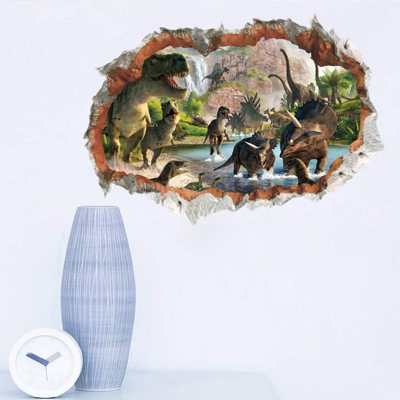 HEITIGN - Pegatinas de pared de dinosaurios 3D extraíbles con